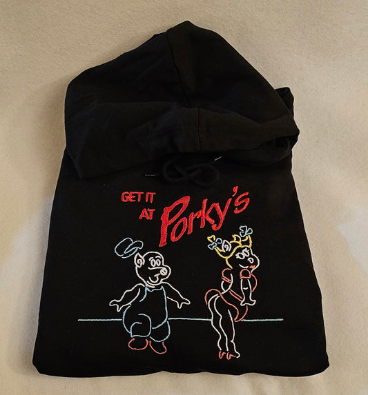 Get It At Porky's - Embroidered Hoodie